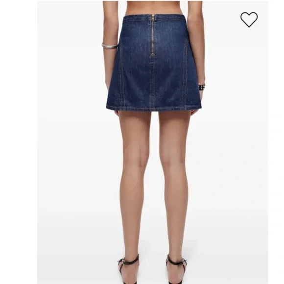 Re/Done  Split Front Denim Jean Mini Skirt in Fortuna Wash Womens size 26 - Picture 5 of 12